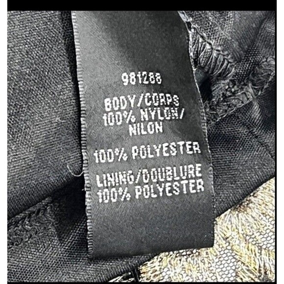 David Meister Floral Embroidered Midi Dress 6 Black White Gold Cocktail Formal - Picture 10 of 13